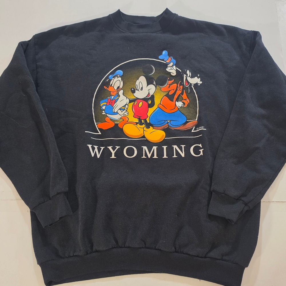 Vintage 90s Mickey Unlimited Wyoming Sweatshirt Velva Sheen Black XL Made in USA